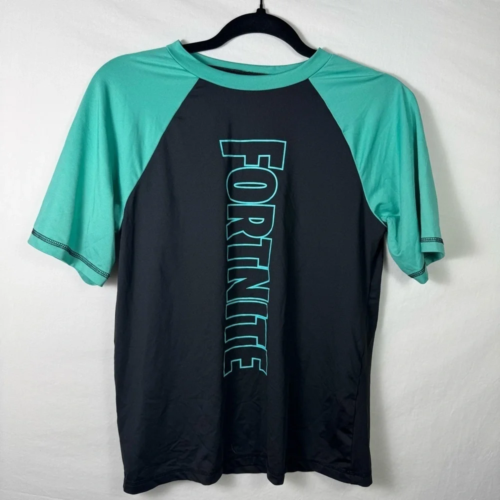 Fortnite Black and Green RashGuard Boys Shirt Size XL